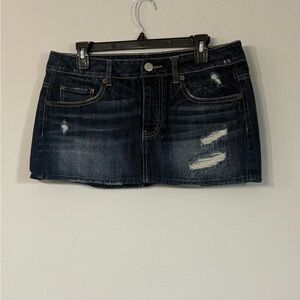American Eagle Outfitters Dark Blue Distressed Mini Skirt